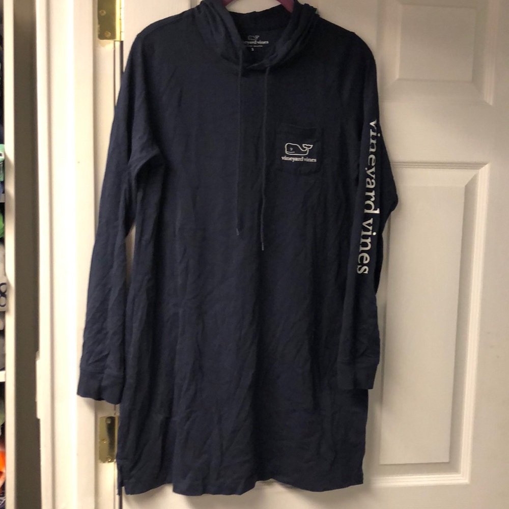 Woman’s Vineyard vibes Small navy hooded cover up.